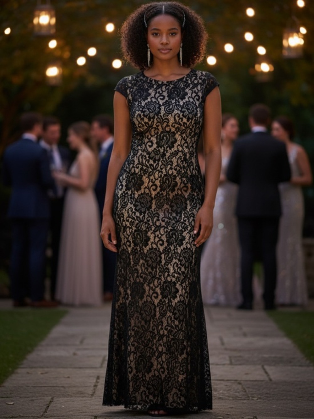 Betsy & Adam Lace Overlay Formal Maxi Dress Size 14 *missing sash*